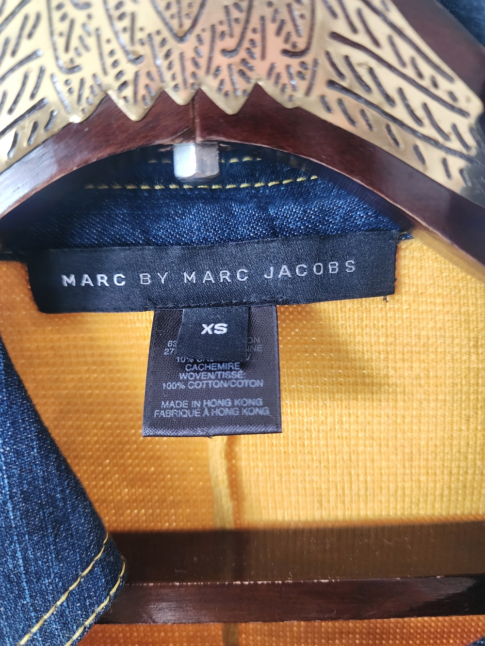 Marc by Marc Jacobs Mustard Yellow Sweater with Navy Trim - Picture 3 of 6